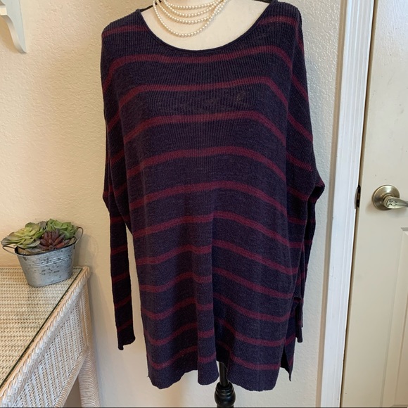 🎉 last chance🎉 FREE PEOPLE Oversized Striped Tunic Sweater XS - Picture 4 of 7